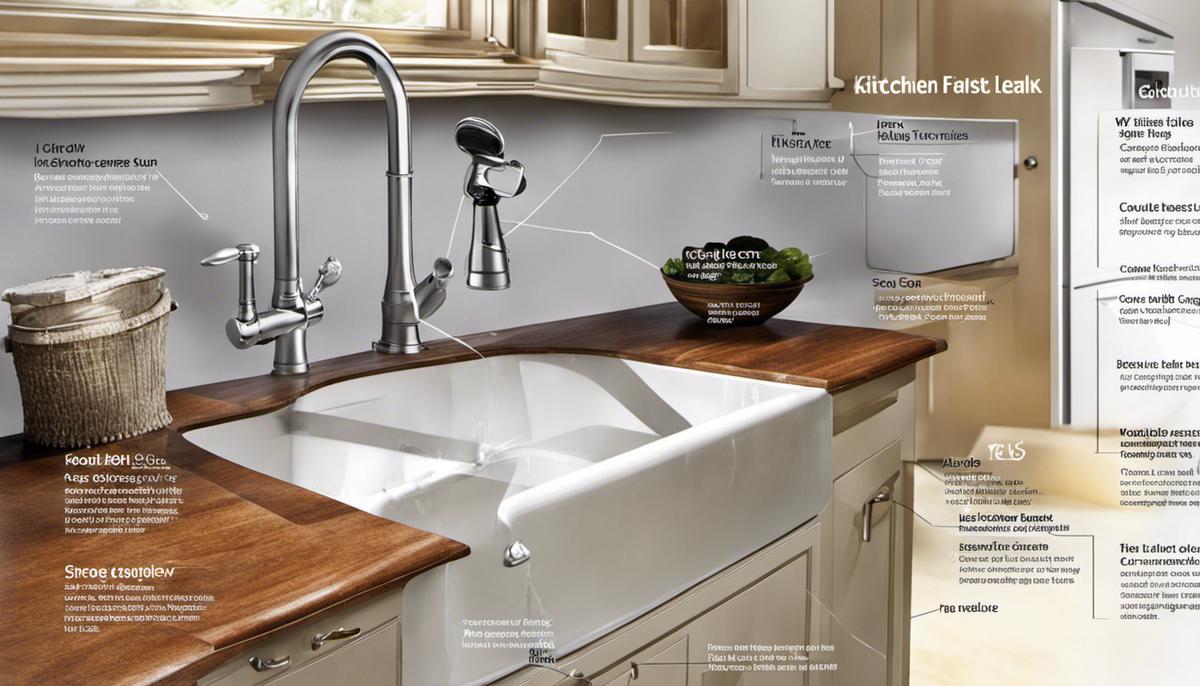 Diagram illustrating various causes of kitchen faucet leaks