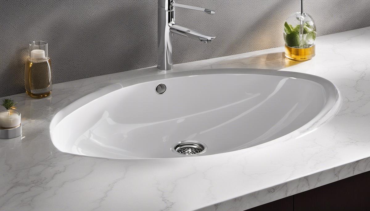 Image of a sparkling clean sink with no stains or water spots, showcasing the result of following the mentioned practices.